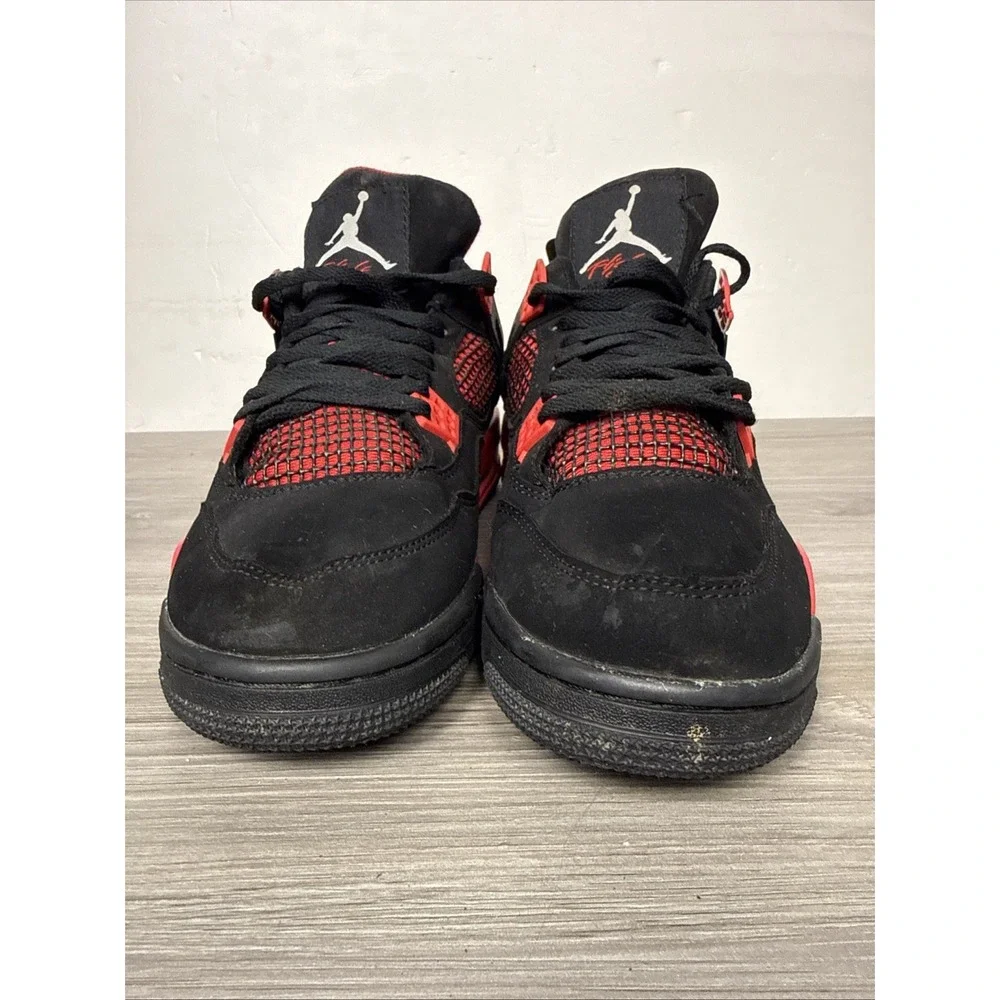 Jordan Air Jordan 4 Retro Mid Top Sneakers Black/White/Red 136013-088 SZ 10